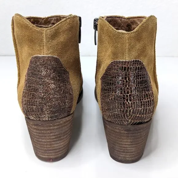 Marc Fisher Stefani Ankle Bootie Boot Suede Leather Brown Western Cowboy Tan 6 - Picture 4 of 12